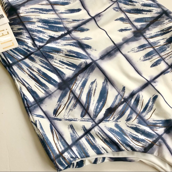 LIVE One Shoulder One Piece Bikini Swim Blue and White Abstract Print size small - Picture 8 of 11